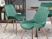 Krzesło welurowe ADEL ZIELONE glamour na miedzianej nodze - stylowa forma
