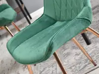Krzesło welurowe ADEL ZIELONE glamour na miedzianej nodze - stylowa tkanina