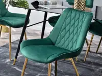 Aksamitne krzesło ADEL ZIELONE ZE ZŁOTYMI NOGAMI - komfortowe siedzisko