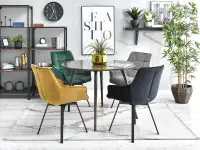 Krzesło obracane ARUBA CZARNE tapicerowane welurem do salonu - mix kolorów