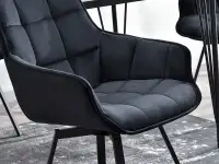 Krzesło obracane ARUBA CZARNE tapicerowane welurem do salonu - charakterystyczne detale