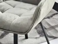 Krzesło aksamitne ARUBA SZARE metaliczne i obrotowe - charakterystyczne detale