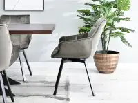 Krzesło aksamitne ARUBA SZARE metaliczne i obrotowe - profil