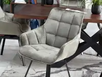 Krzesło aksamitne ARUBA SZARE metaliczne i obrotowe - komfortowe siedzisko
