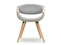 Eleganckie krzesło BENT SZARY-DĄB z drewna giętego i tkaniny - przód