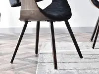 Krzesło drewniane BENT DĄB PALONY Z CZARNĄ TKANINĄ - smukłe nóżki