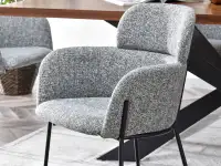 Krzesło BIAGIO SZARE melanżowe z podłokietnikami - komfortowe siedzisko