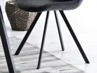 Krzesło BRITA CZARNE tapicerowane ekoskórą na nodze z metalu - metalowe nogi