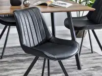 Krzesło BRITA CZARNE tapicerowane ekoskórą na nodze z metalu - komfortowe siedzisko