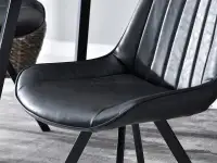 Krzesło BRITA CZARNE tapicerowane ekoskórą na nodze z metalu - nowoczesna bryła
