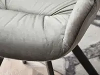 Krzesło CASIL SZARE welurowe na czarnych metalowych nogach - weluorwa tkanina