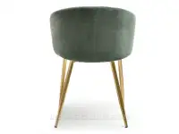 Modne zielone krzesło do kuchni CLARA ZŁOTA PODSTAWA - tył