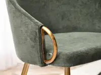Modne zielone krzesło do kuchni CLARA ZŁOTA PODSTAWA - złote detale 