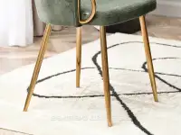Modne zielone krzesło do kuchni CLARA ZŁOTA PODSTAWA - stabilna złota  noga