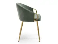 Modne zielone krzesło do kuchni CLARA ZŁOTA PODSTAWA - bok