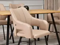 Tapicerowane krzesło CORBET BEŻ EKOSKÓRA - CZARNA NOGA - nowoczesna forma