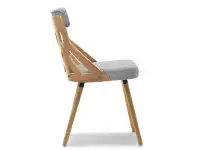 Krzesło CRABI z bukowego drewna giętego i szarej tkaniny - bok