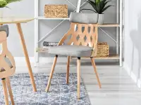 Krzesło CRABI z bukowego drewna giętego i szarej tkaniny - nowoczesna forma