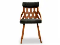 Ażurowe krzesło z drewna giętego CRABI orzech-czarny - przód