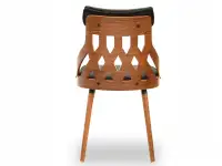 Ażurowe krzesło z drewna giętego CRABI orzech-czarny - tył