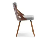 Ażurowe krzesło CRABI z drewna ORZECH + SZARA TKANINA - profil