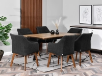 Tapicerowane krzesło DORI WOOD BOUCLE NOGA ORZECH w aranżacji