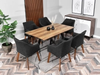 Tapicerowane krzesło DORI WOOD BOUCLE NOGA ORZECH w aranżacji