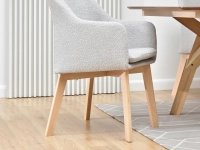 Krzesło DORI WOOD POPIEL BOUCLE NOGA DREWNO - drewniana podstawa