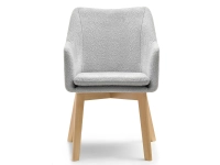 Krzesło DORI WOOD POPIEL BOUCLE NOGA DREWNO - przód