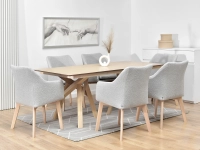 Krzesło DORI WOOD POPIEL BOUCLE NOGA DREWNO w aranżacji