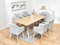 Krzesło DORI WOOD POPIEL BOUCLE NOGA DREWNO w aranżacji