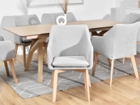 Krzesło DORI WOOD POPIEL BOUCLE NOGA DREWNO - przód w aranżacji