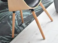 Krzesło z drewna giętego ELINA DĄB + CZARNA SKÓRA - stabilna podstawa