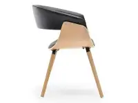 Krzesło z drewna giętego ELINA DĄB + CZARNA SKÓRA - profil