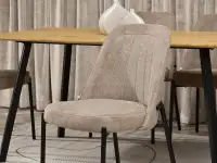 Krzesło z tkaniny ERNEST BEŻ - CZARNA PODSTAWA - wgodne siedzisko
