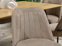 Krzesło z tkaniny ERNEST BEŻ - CZARNA PODSTAWA - komfortowe oparcie