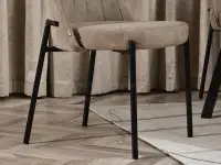 Krzesło z tkaniny ERNEST BEŻ - CZARNA PODSTAWA - stabilna podstawa