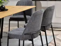 Krzesło jadalniane ERNEST GRAFIT - CZARNE NOGI - charakterystyczny tył