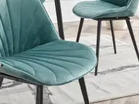 Krzesło muszelka EVITA TURKUSOWE Z CZARNĄ NOGĄ - charakterystyczne detale