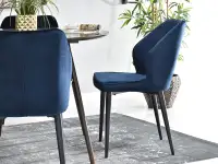 Krzesło do jadalni GASPAR GRANATOWE z welurową tapicerką - profil