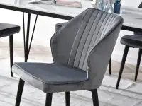 Krzesło GASPAR SZARE welurowe na czarnych nogach - komfortowe siedzisko