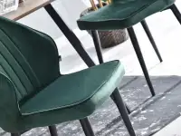 Krzesło GASPAR BUTELKOWA ZIELEŃ z przeszyciami do jadalni - charakterystyczne detale