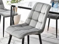 Krzesło HUGO SZARY + CZARNY z pikowaniem do salonu - komfortowe siedzisko