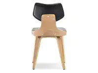 Drewniane krzesło IDRIS BUKOWE Z CZARNYM SKÓRZANYM OBICIEM - tył