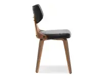 Krzesło IDRIS z CZARNEJ SKÓRY eko i orzechowego drewna - profil