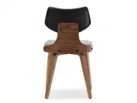 Krzesło IDRIS z CZARNEJ SKÓRY eko i orzechowego drewna - tył