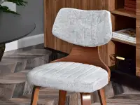 Krzesło drewniane IDRIS SZARA TKANINA - ORZECH - komfortowe siedzisko