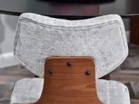 Krzesło drewniane IDRIS SZARA TKANINA - ORZECH - orginalny design