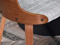 Krzesło drewniane IDRIS SZARA TKANINA - ORZECH - charakterystyczne detale