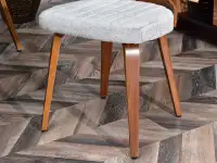 Krzesło drewniane IDRIS SZARA TKANINA - ORZECH - stabilna podstawa